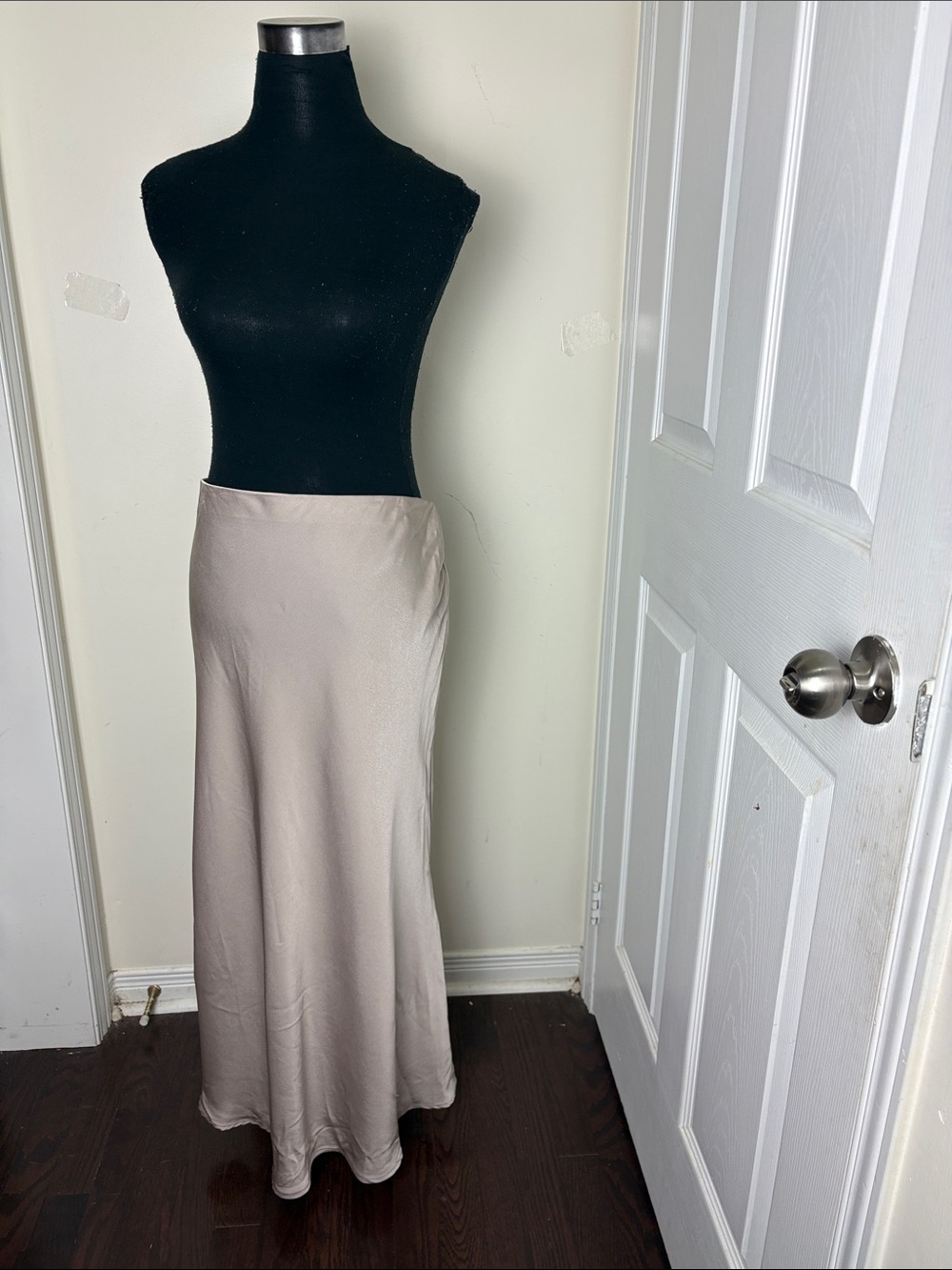 Timeless Women's  Satin Slip Maxi Skirt in Taupe